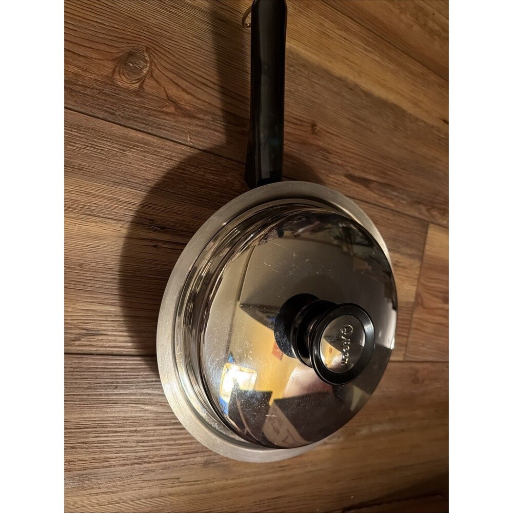 Amway Queen Stainless Steel Pan 8" Multi-ply 18/8 With Lid & Melting Pot. EUC!